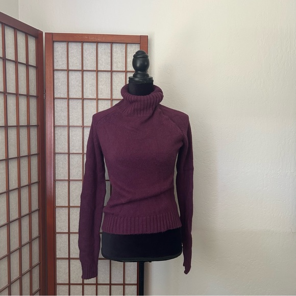 Y2K LF Purple Asymmetrical Button Up Cozy Turtleneck Sweater - Picture 3 of 10